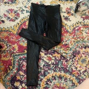 Black High-Waisted Leather Look Leggings